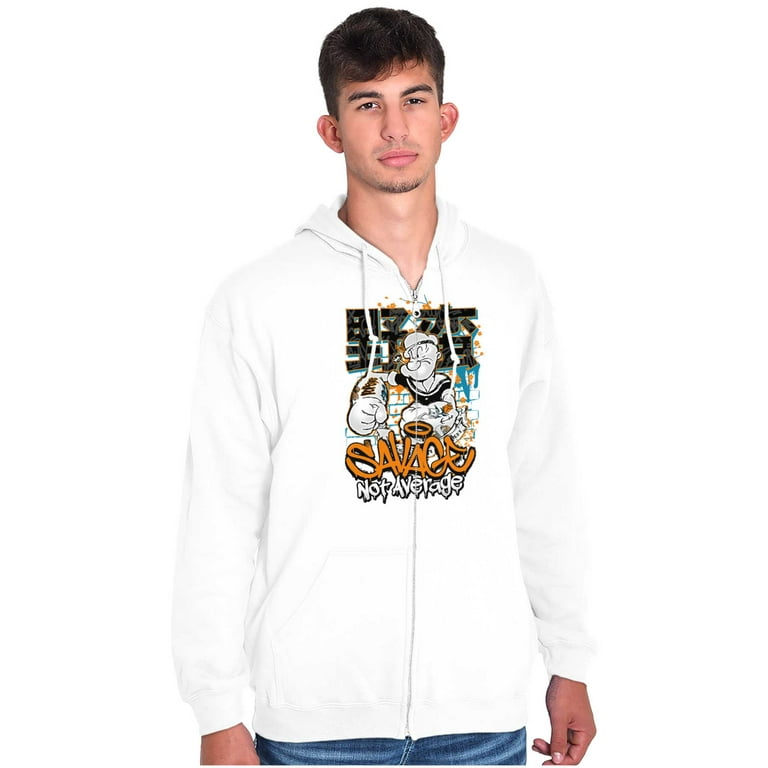 Urban Popeye Savage Not Average Zip Hoodie Sweatshirt Men Brisco Brands L