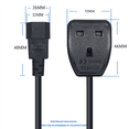 thumbnail image 2 of 3X IEC320 C14 to UK BS1363A Outlet Socket,IEC C14 Male Plug to UK 3Pin Female Socket Power Adapter Cable (0.),3 x C14 to UK Outlet socket Power Cord,Black, 2 of 8