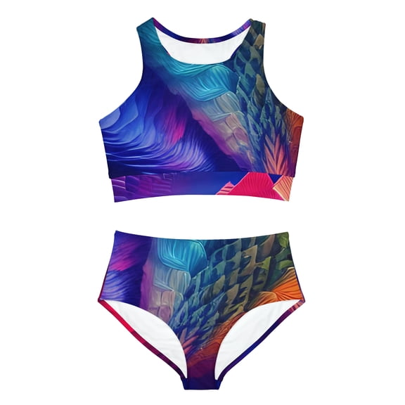 'Terrestrial Mountain' Sporty Bikini Set (AOP)