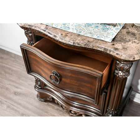 Furniture Of America Jordan Marble Top Nightstand In Brown Cherry Walmart Canada