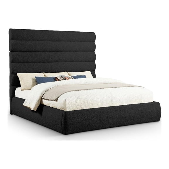 Meridian Furniture Adam Black Boucle Fabric King Bed