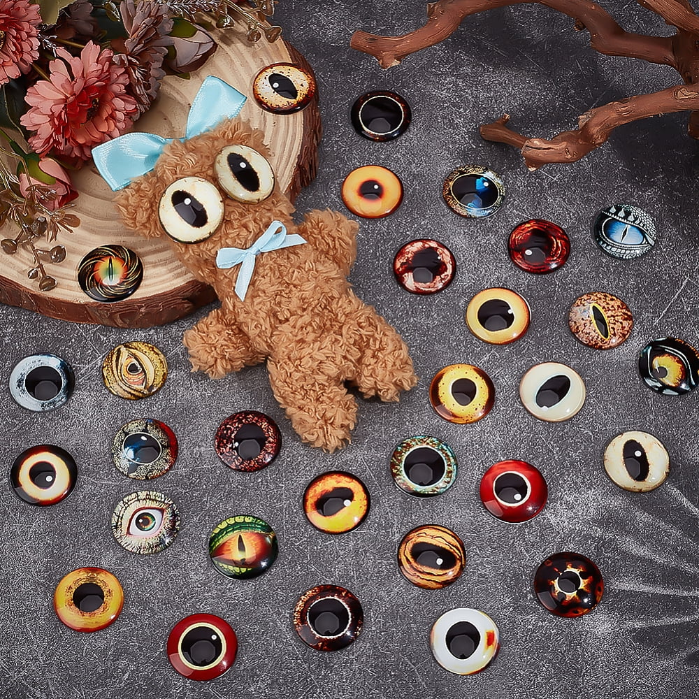 120pcs Dragon Eyes Glass Cabochons Evil Craft Eye Flatback Dome Cabochons Realistic Eye Snake Eyes