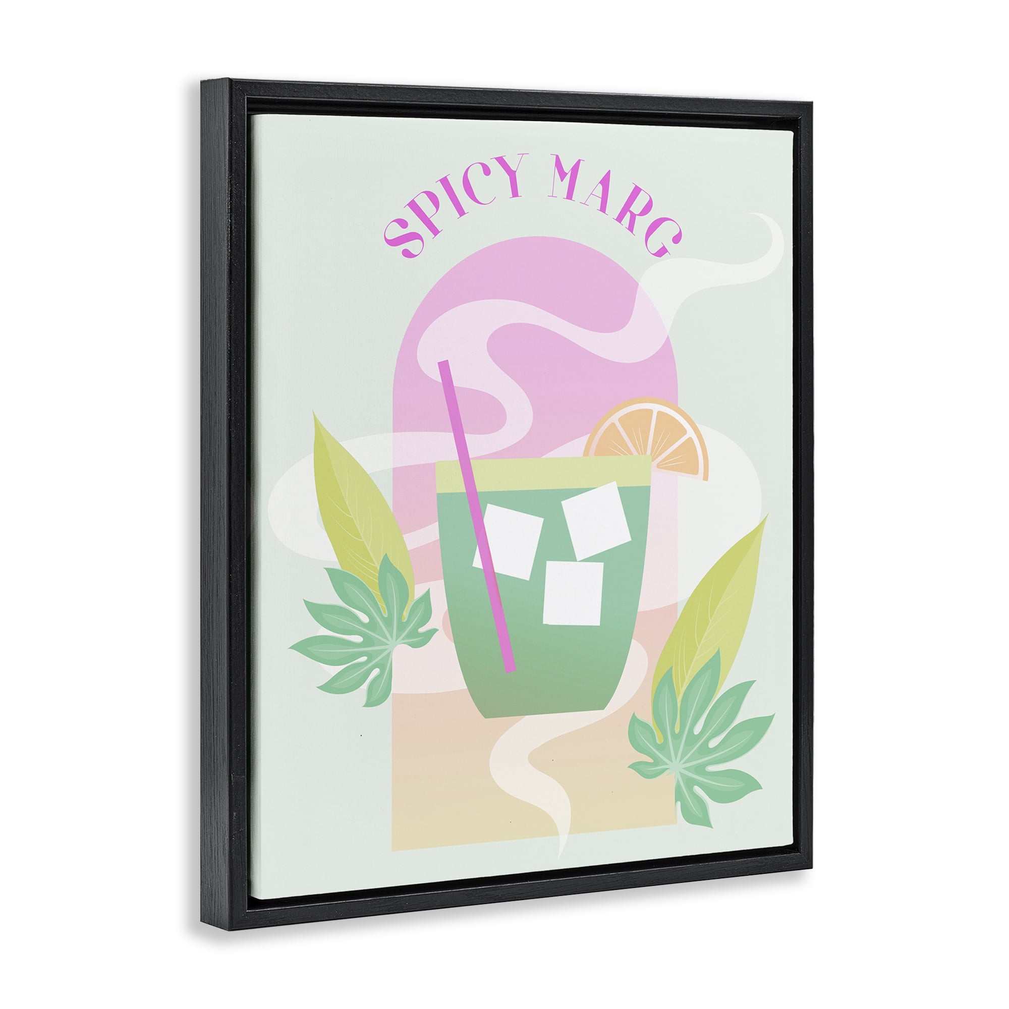 Stupell Industries Spicy Marg Cocktail Food & Beverage Painting Black Floater Framed Canvas Art Print Wall Art, 17 x 21