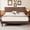 Dark Brown, variant on Frostbloom Full Size Faux Leather Platform Bed Frame with Adjustable Headboard, Orange Brown