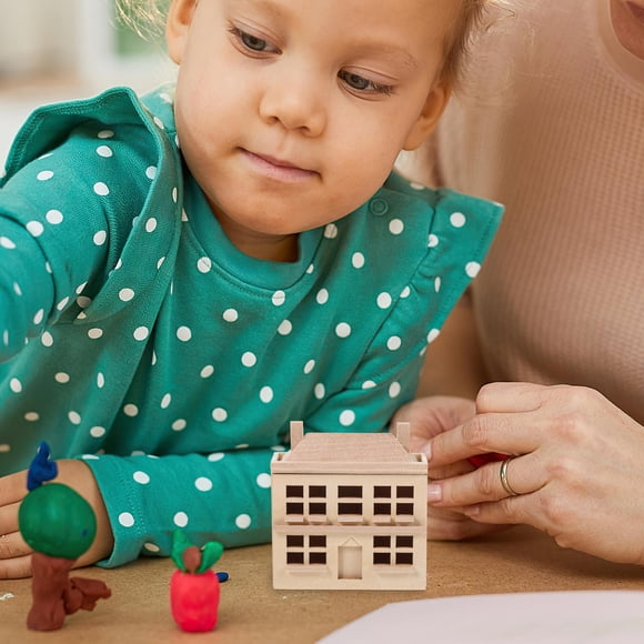 TAILTOSS Mini House Craft Kit with Wooden Material for Doll House Decoration 7.1X6.5X2.7CM