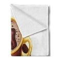 thumbnail image 2 of Coffee Soft Flannel Fleece Throw Blanket, Graphic Image of a Foamy Cappuccino with a Spoon and Some Beans, Cozy Plush for Indoor and Outdoor Use, 50" x 70", Redbrown Mustard, by Ambesonne, 2 of 5