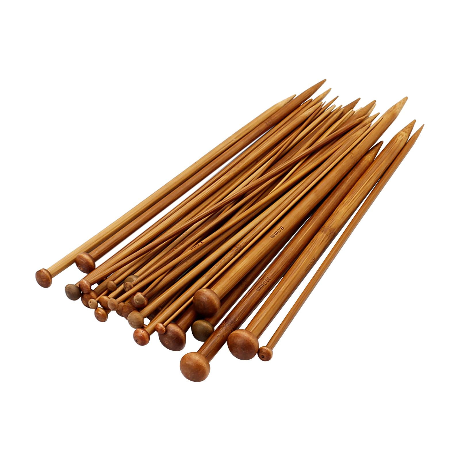 36Pcs Bamboo Knitting Needles Set Yarn Wooden Straight Knitting