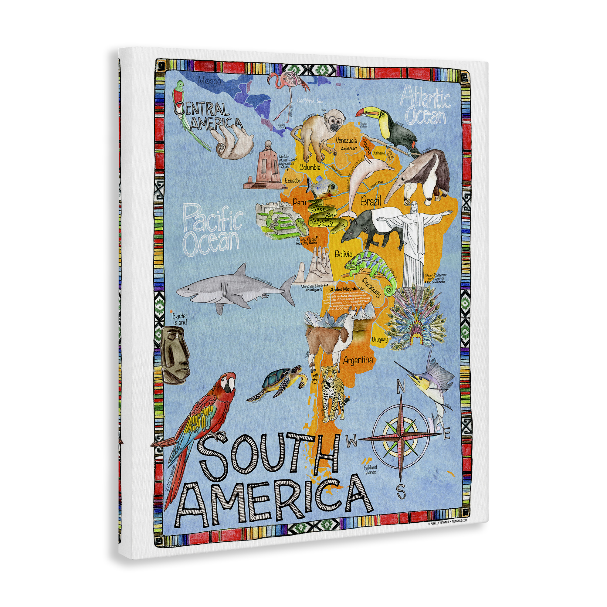 Stupell Industries South Africa Animal Map Town & City Painting Gallery Wrapped Canvas Art Print Wall Art, 36 x 48