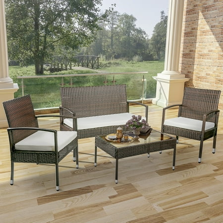 furniture outdoor sofa porch patio clearance sofas sets cushions backyard conversation wicker 300lbs tempered poolside sectional pieces glass segmart seat