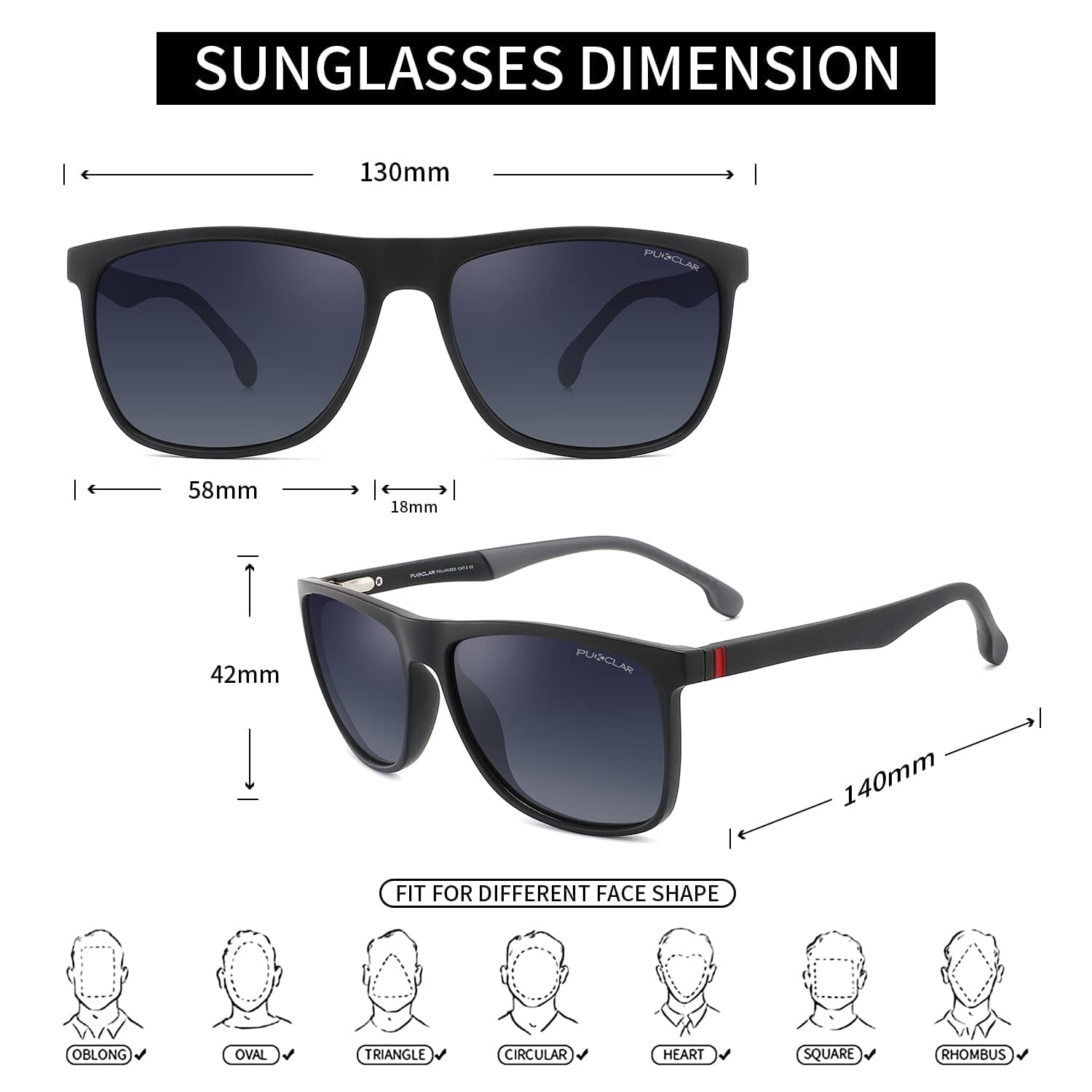 PUKCLAR Men's polarized sunglasses TR90 Frame UV400 Sport Sunglasses