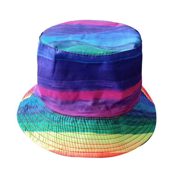 HONHUZH Summer Hats Unisex Reversible Tie Dye Bucket Hat Colorful Summer Sun Cap