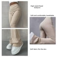 thumbnail image 5 of Trousers High Waist Slim Fit Plain Comfortable Breathable Casual Flared Pants for Home Shopping Khaki S, 5 of 5