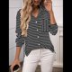 thumbnail image 5 of Camisas de Mujer con Botones, Blusas Clásicas A Rayas de Larga con Cuello y Bolsillo para Oficina. Negro XXL, 5 of 9