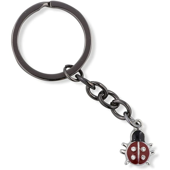 Emerald Park Jewelry Ladybug with Four Dots six Legs Black and Red Charm Keychain