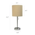 thumbnail image 4 of LimeLights Brushed Steel Stick Lamp with Charging Outlet and Fabric Shade 2 Pack Set, 4 of 9