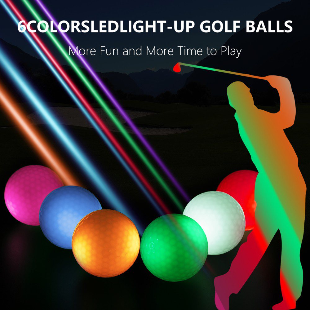 Glow in The Dark Golf Balls Light up Led Golf Balls Night Golf Gift for Men Kids Women (6PCS, Random Colors)