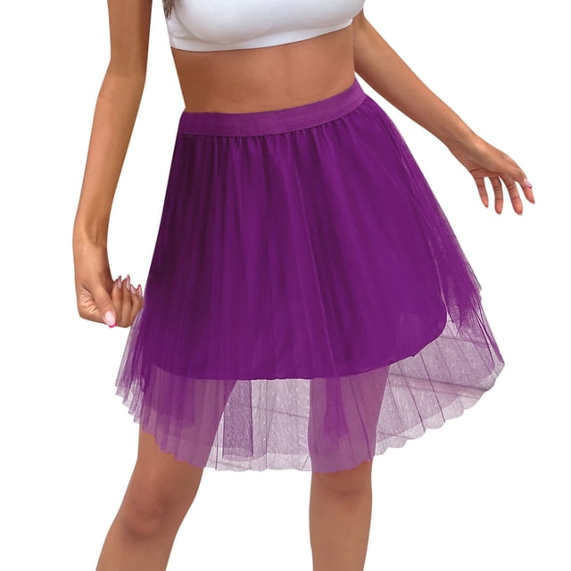 Gibobby faldas para mujer elegante tutú corto para , minifalda corta en capas para fiesta de graduación(Morado, S)