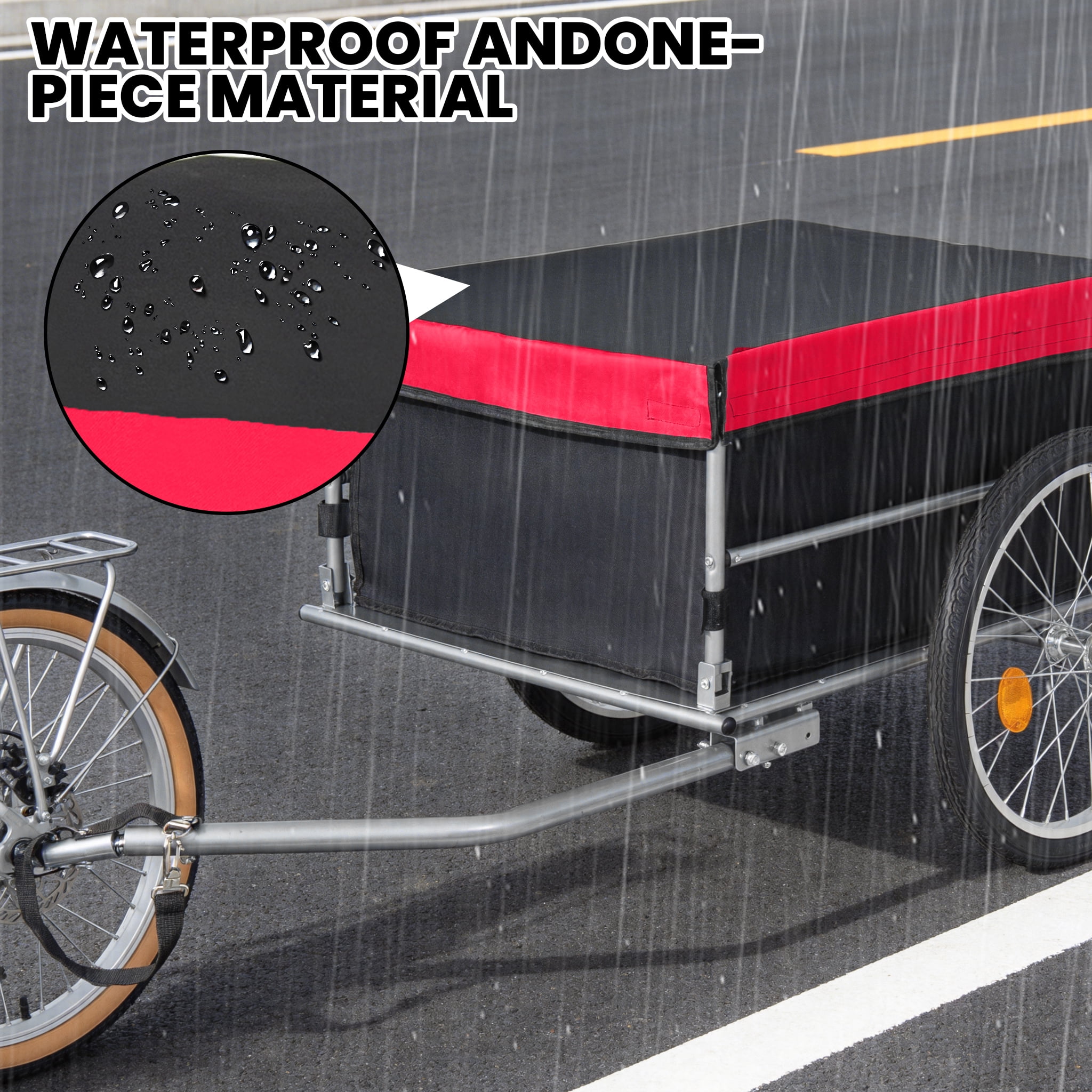 Foldable Bicycle Cargo Trailer, 20" Wheels, Removable Cover, Folding Frame Quick Release, 120LBS Capacity for Luggage, Tools, Groceries