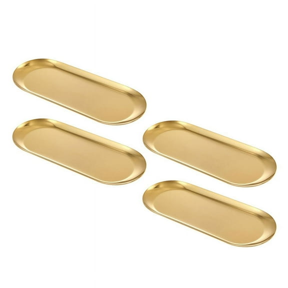 4PCS Stainless Steel Decorative Tray, Bathroom Vanity Tray for Dresser Counter, Kitchen S C1710