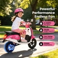 thumbnail image 4 of Track Seven 24V Kids Electric Motorcycle, 250W Brushless Motor Ride-on Scooter Moped for Boys Girls Ages 8+, 12" Pneumatic Tires, Bluetooth, Max 10 Mph, Bonus Storage Cover, Rose Red, 4 of 9