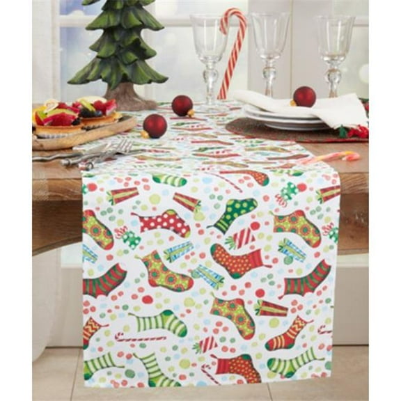 Saro Lifestyle Christmas Stockings Table Runner