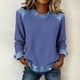 thumbnail image 2 of Camisetas de Manga Larga para las Mujeres Loose Fit Color Sólido Blusa de Cuello Redondo Top Suave Casual, 2 of 6