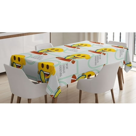 

Emoji Tablecloth Happy Sportive Athlete Character and Sport Changes Everything Saying Pattern Rectangular Table Cover for Dining Room Kitchen Decor 52 X 70 Earth Yellow Rust by Ambesonne