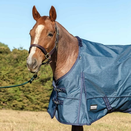 Jeffers Poplar Head 600 Denier Turnout Sheet for Horses 0g Polyfill 81 - Waterproof Windproof Lightweight Horse Blanket Adjustable Chest Belly Straps Tail Flap Stable Blanket - Blue Jean Baby