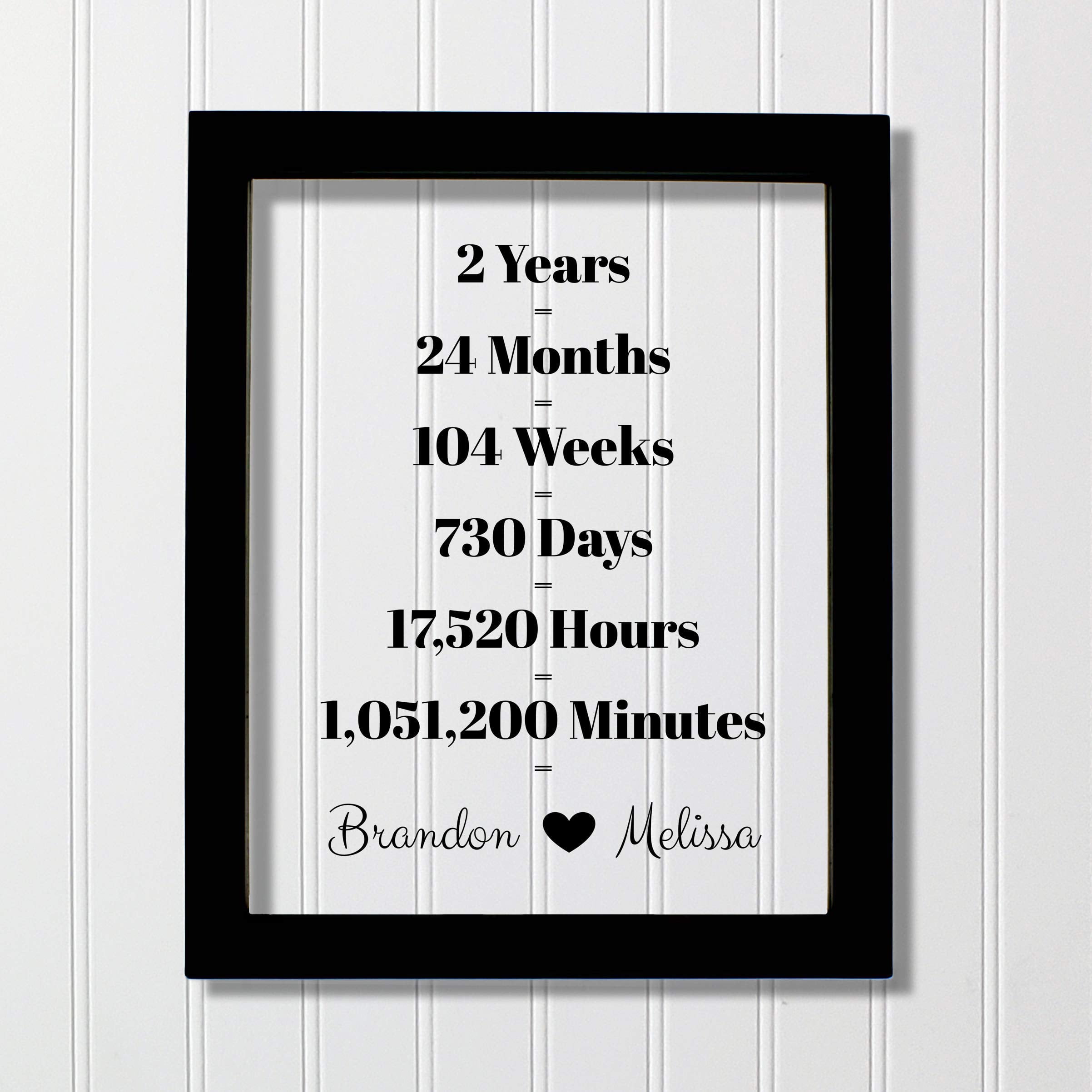2 Month Anniversary Gifts
 2 Year Anniversary Frame Custom Names Floating Frame