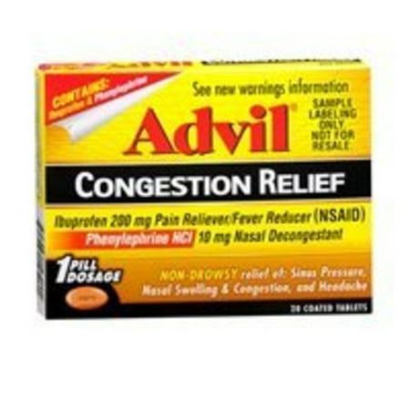 Advil Non-Drowsy Pain Reliever/Fever Reducer/Nasal Decongestant Coated Tablets, (Best Add Medication For Kids)