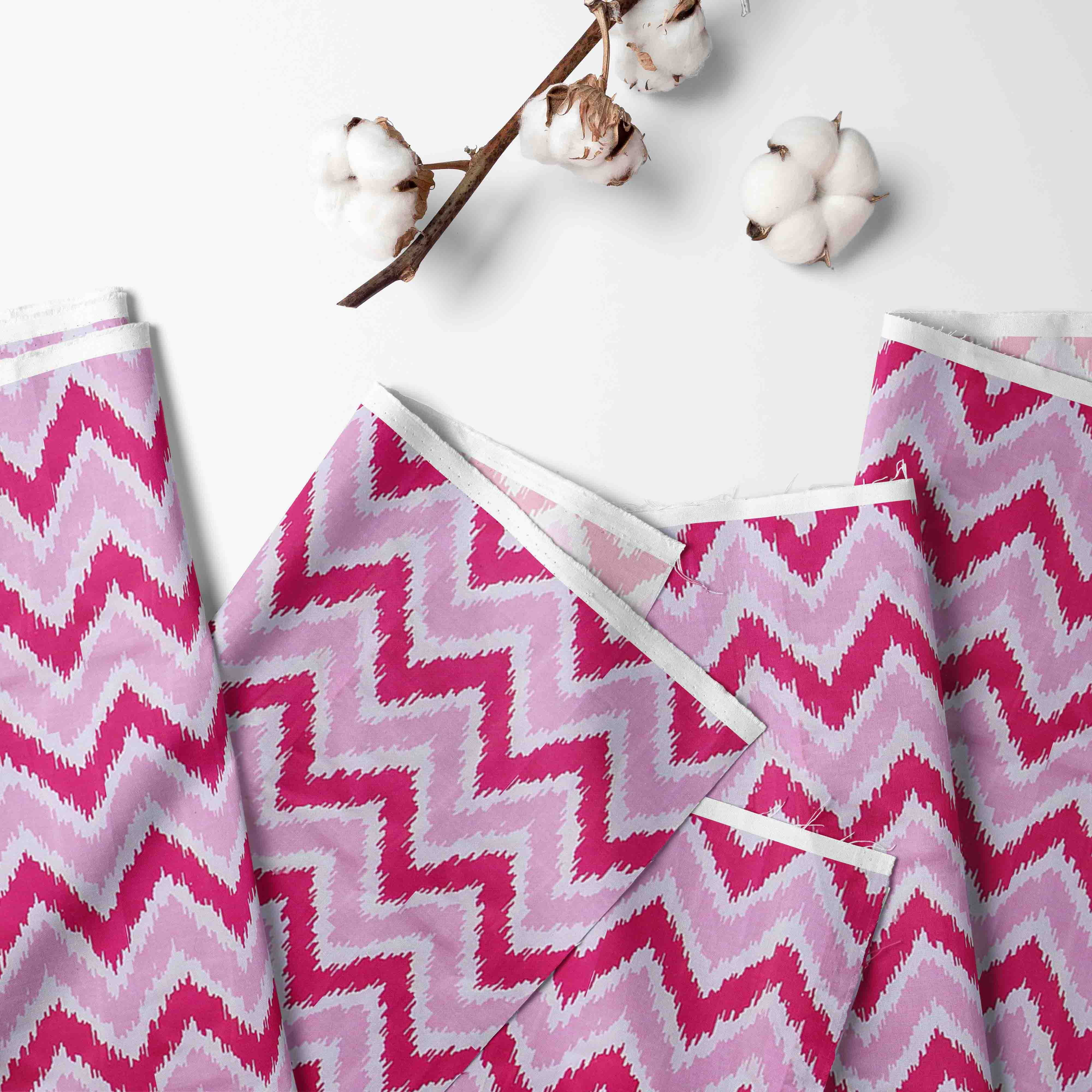 Bacati - Mix N Match Ikat Chevron/Dots Nursery Storage Caddy, Pink/Fuschia