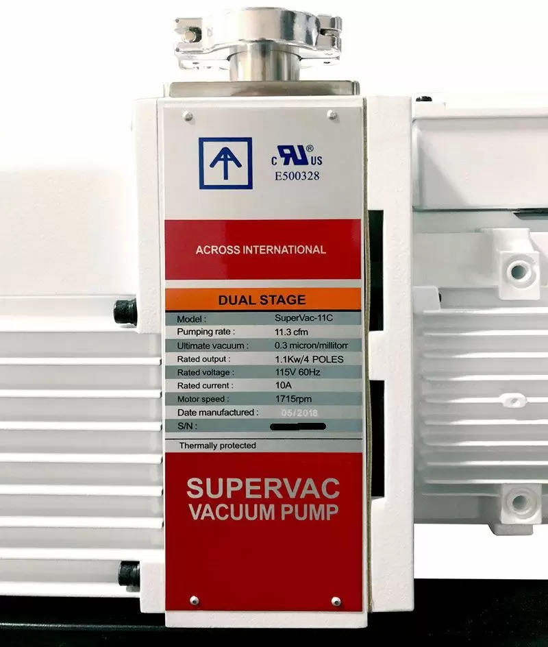 Across International SV11.110-UL Ai SuperVac Commercial Grade Dual-Stage Chemical Resistant Vacuum Pump with Filter, 11 cfm UL/CSA