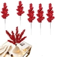 thumbnail image 2 of 5 Pcs Artificial Red Berry Picks for Christmas Tree,8.66 inch Red Berries Stems,Christmas Holly Berry Branches,Xmas Berries Branches Decoration,Faux Holly Berry Twigs for Xmas Tree Ornaments,Z-Red, 2 of 7