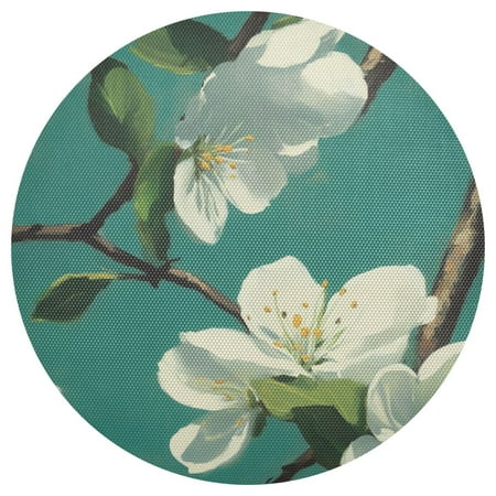 

White Flower Details 6-Piece 15.4in Durable PVC Plate Mats Heat-Resistant for Parties and Dining