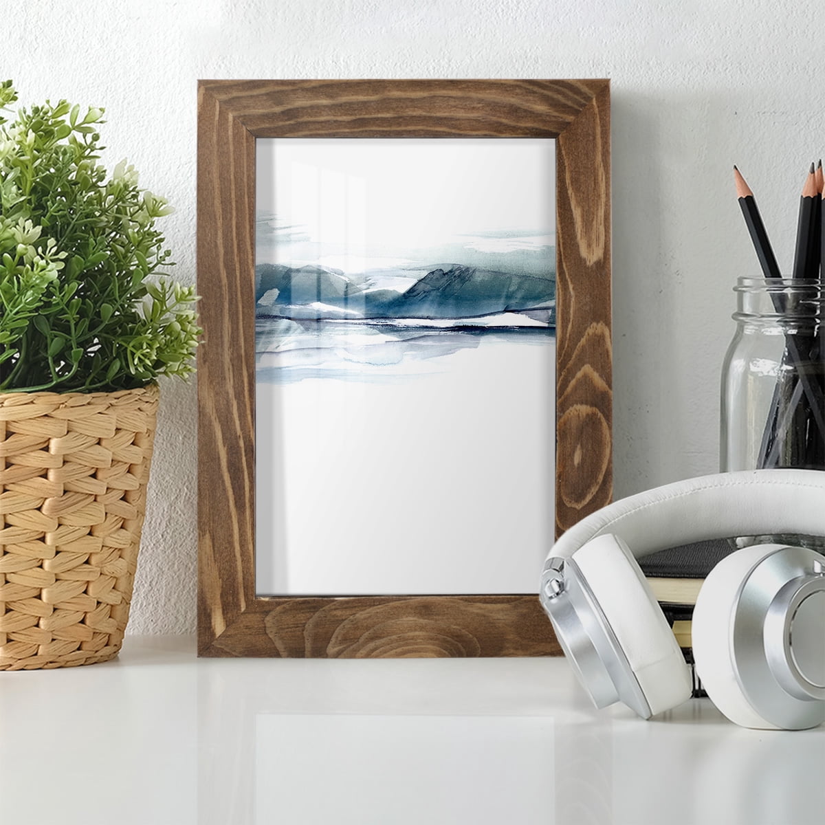 Stark Horizon I - Framed Print w/glass - Walnut