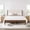 Walnut & Cream, variant on Spruce & Spring Farmhouse Queen Upholstered Bed Frame, Solid Rubberwood Frame, Cream Boucle Headboard, Noise-Free, No Box Spring Required, Walnut & Cream