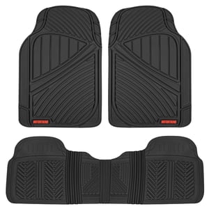 Motor Trend FlexTough 3-Piece Rubber Floor Mats, Black