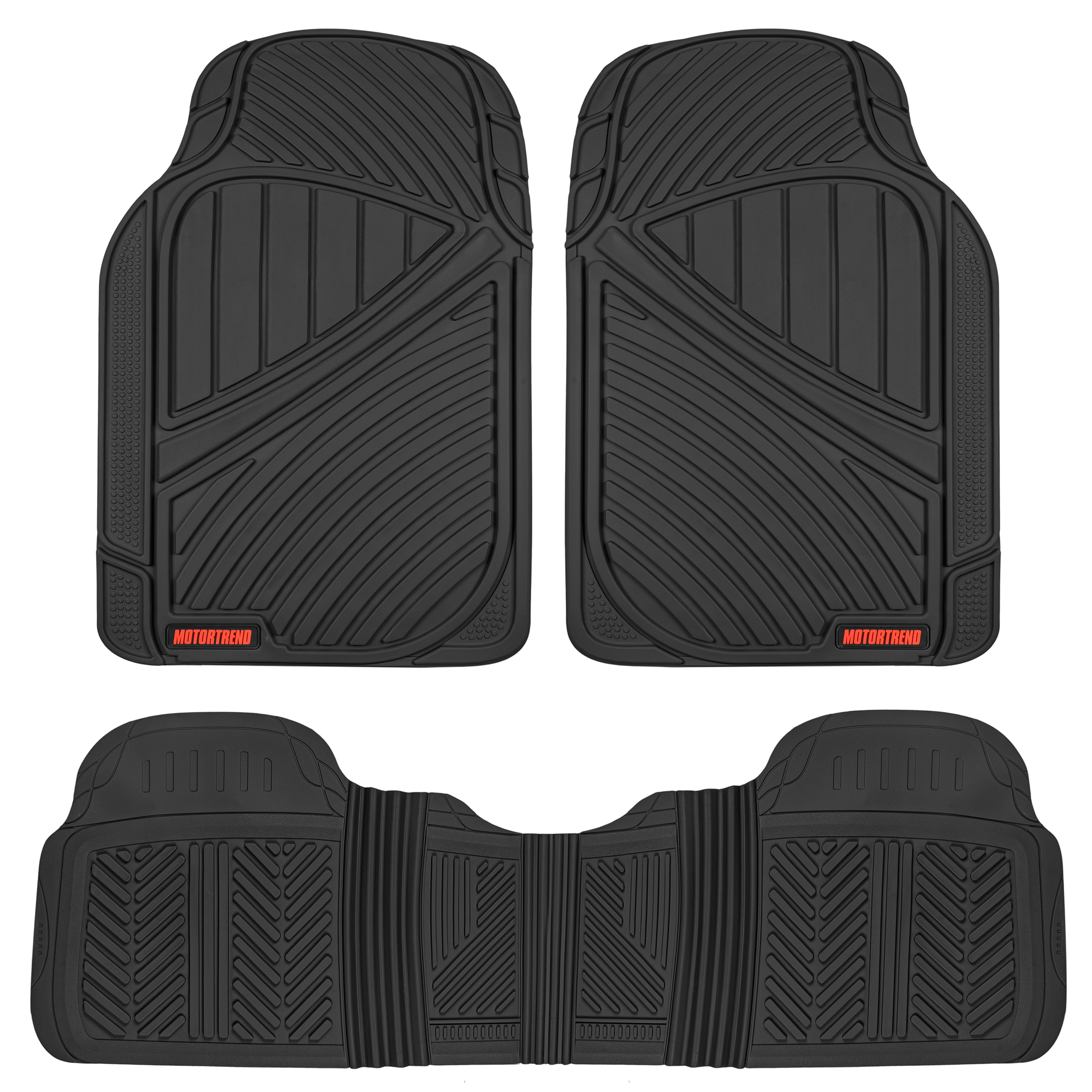 Motor Trend FlexTough 3-Piece Rubber Floor Mats, Black
