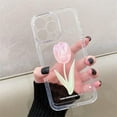thumbnail image 2 of Flower Phone Case for iPhone 12, Cute Aesthetic Pink Tulip Clear Phone Cover for Women Girls, 2 of 7