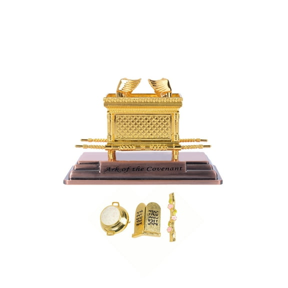 BRTAGG The Ark of the Covenant Replica with Contents, Gold Plated Statue, Aaron's Rod / Manna / Ten Mandments Stone (Small)