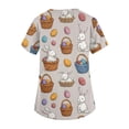 thumbnail image 5 of Iaqnaocc Easter Scrubs for Women Plus Size Easter Egg Print Nurse Working Uniforms Fashion V-Neck Side Slits Scrub Shirt Party Short Sleeve Tees Blouse with Pockets Khaki M, 5 of 5