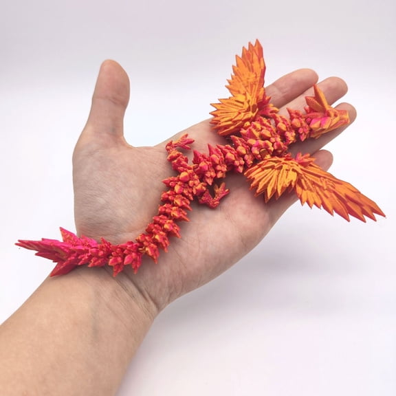 1PC red-gold 20CM 3D Printed Dragon Figurine, Chinese Dragon, 3d Divine Dragon Handicraft Gift, Chinese Dragon