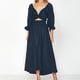 thumbnail image 5 of Vestido De Manga Farol Señoras una línea vestido elegante Chic plisado vestido Casual fiesta de noche vestidos largos Cgtredaw Azul Marino M Azul Marino para Mujer, 5 of 8