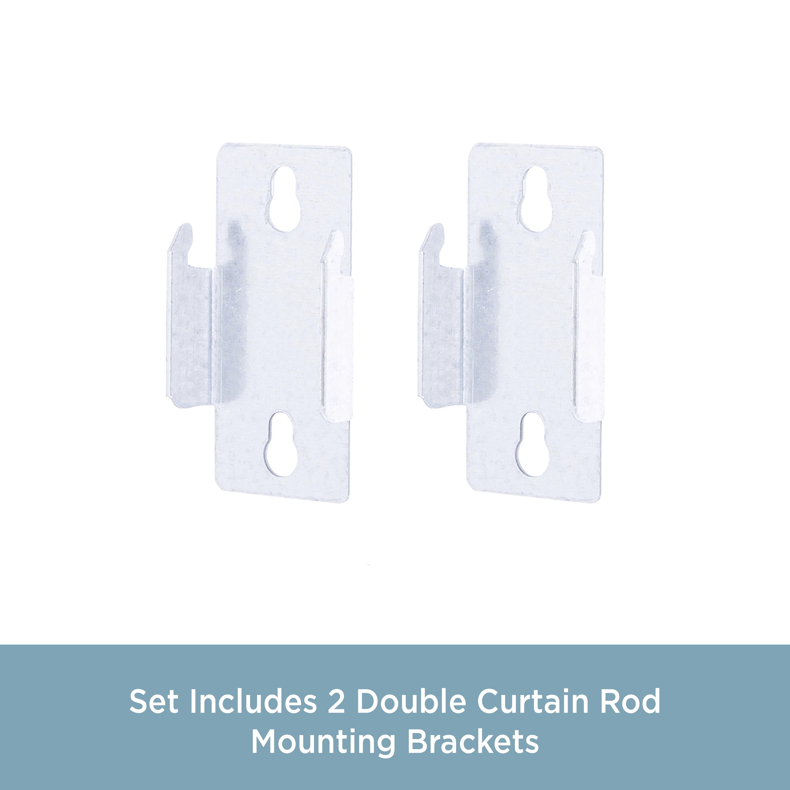 (4 pack) Kenney Steel Basic Double Curtain Rod Mounting Bracket, Set of 2, Silver