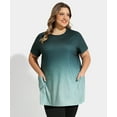 thumbnail image 2 of TIYOMI Women's Tunics Plus Size Summer Gradient Green Tops Short Sleeve Shirts Pocket Tunic Tops Casual Long Shirts to Wear with Leggings XL 14W 16W, 2 of 6