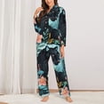 thumbnail image 2 of Gaeub Black Panther Floral Illustration Women' Long-Sleeve Shirt and Full-Length Bottom Pajama Set Loungewear Soft Pjs Sleepwear Set-XX-Large, 2 of 7