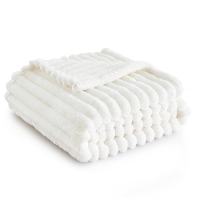 Manta Bedsure Twin XL, suave y acogedora, forro polar de franela, color blanco roto