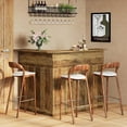 thumbnail image 4 of Finmind 4-Tier L-Shaped Bar Cabinet, Home Bar Corner Bar Unit with Stemware Racks, Reception Desk Liquor Wine Bar Table for Home Pub, Rustic Brown, 4 of 8