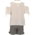 thumbnail image 2 of Little Girl Cold Shoulder Blouse Top Ruffle 2 Pieces Short Set Girls Clothing White 6, 2 of 4