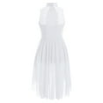 thumbnail image 3 of Sholeno Kids Girls Lyrical Dance Dress Sparkly Sleeveless Mock Neck Figure Skating Tulle Skirted Leotard White 12, 3 of 6